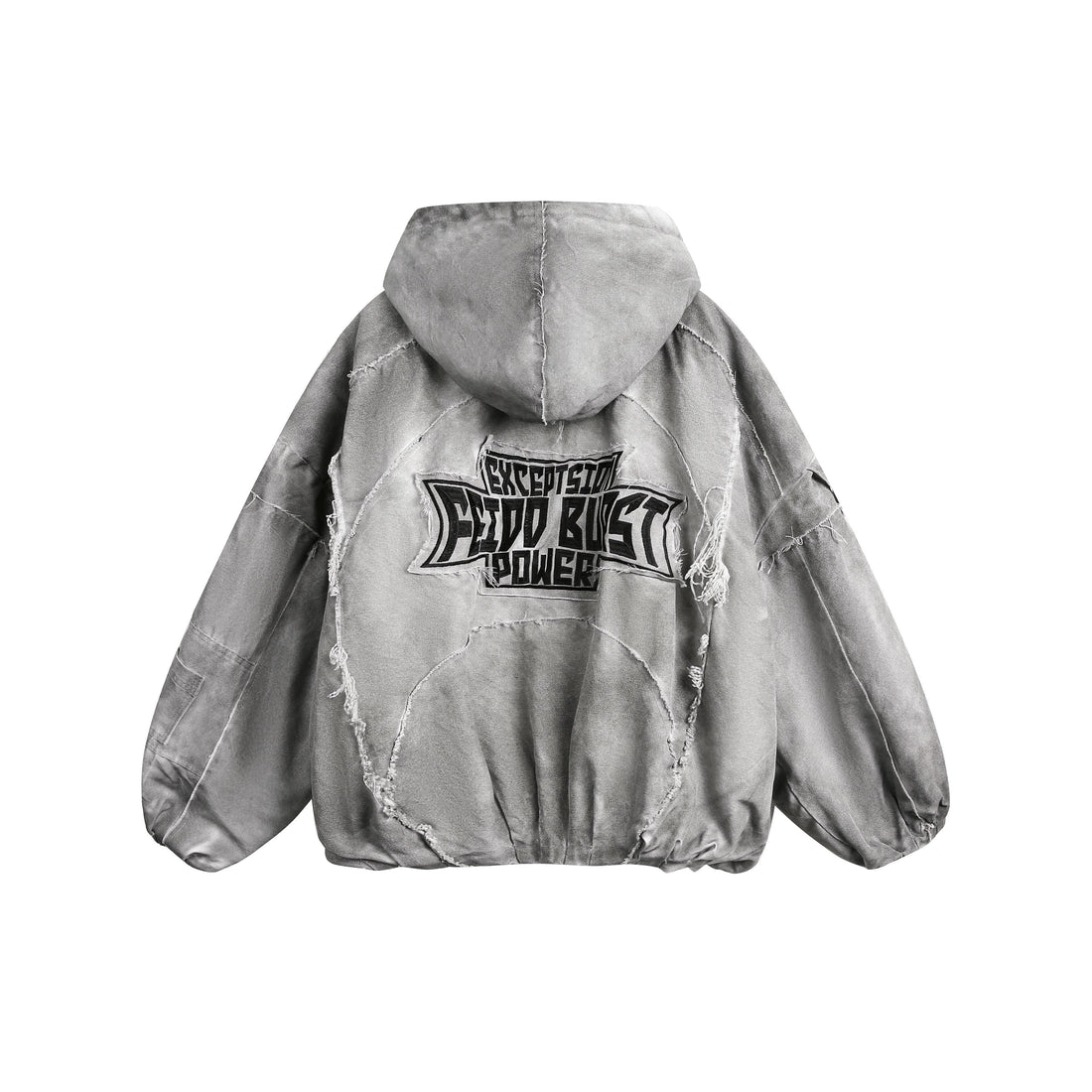 3-6-5.shop Distressed Patchwork Hoodie Jacket