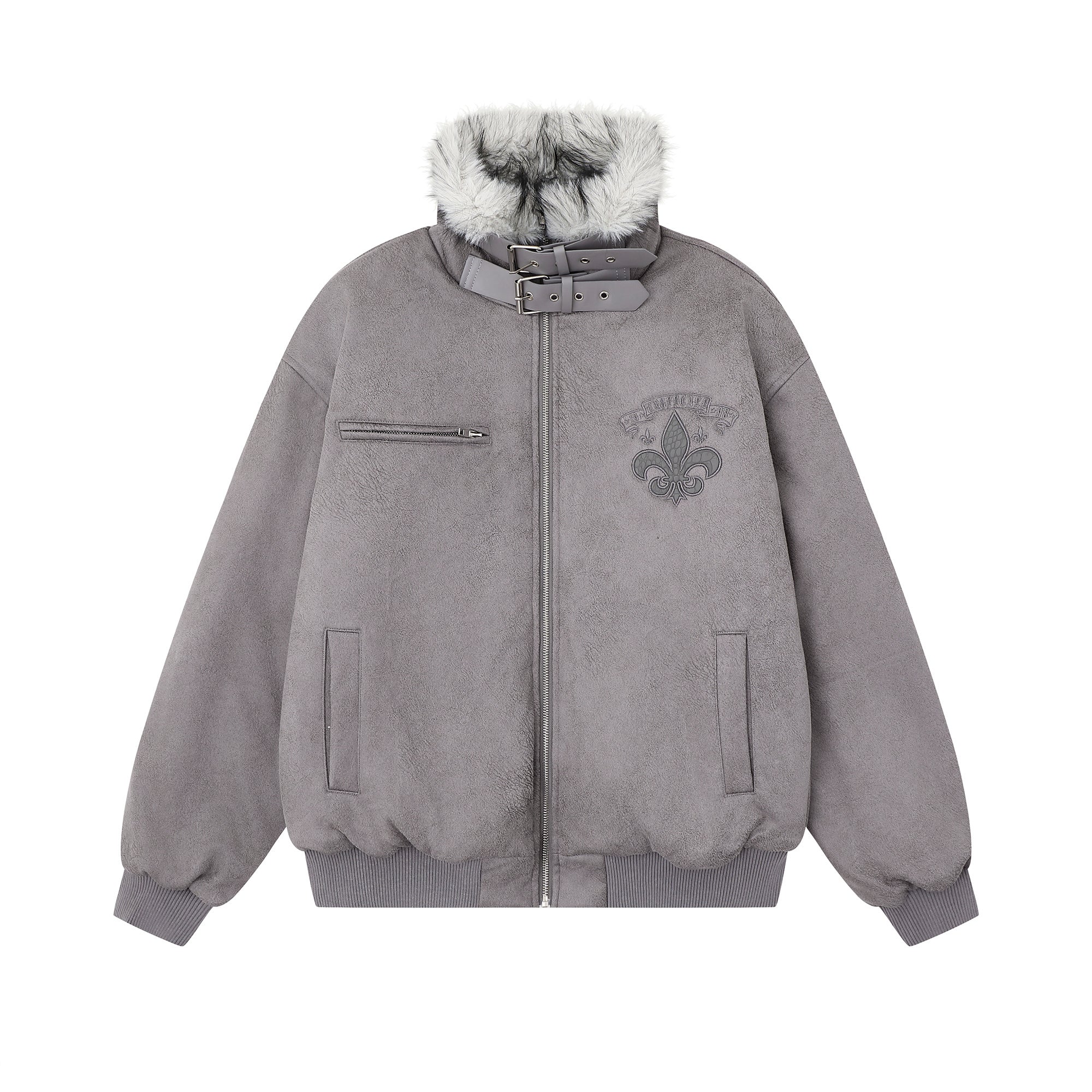 3-6-5.shop Fur-Collar Buckle Jacket