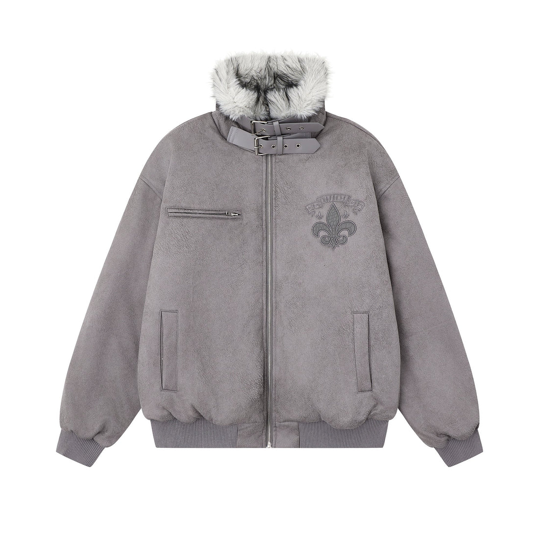 3-6-5.shop Fur-Collar Buckle Jacket