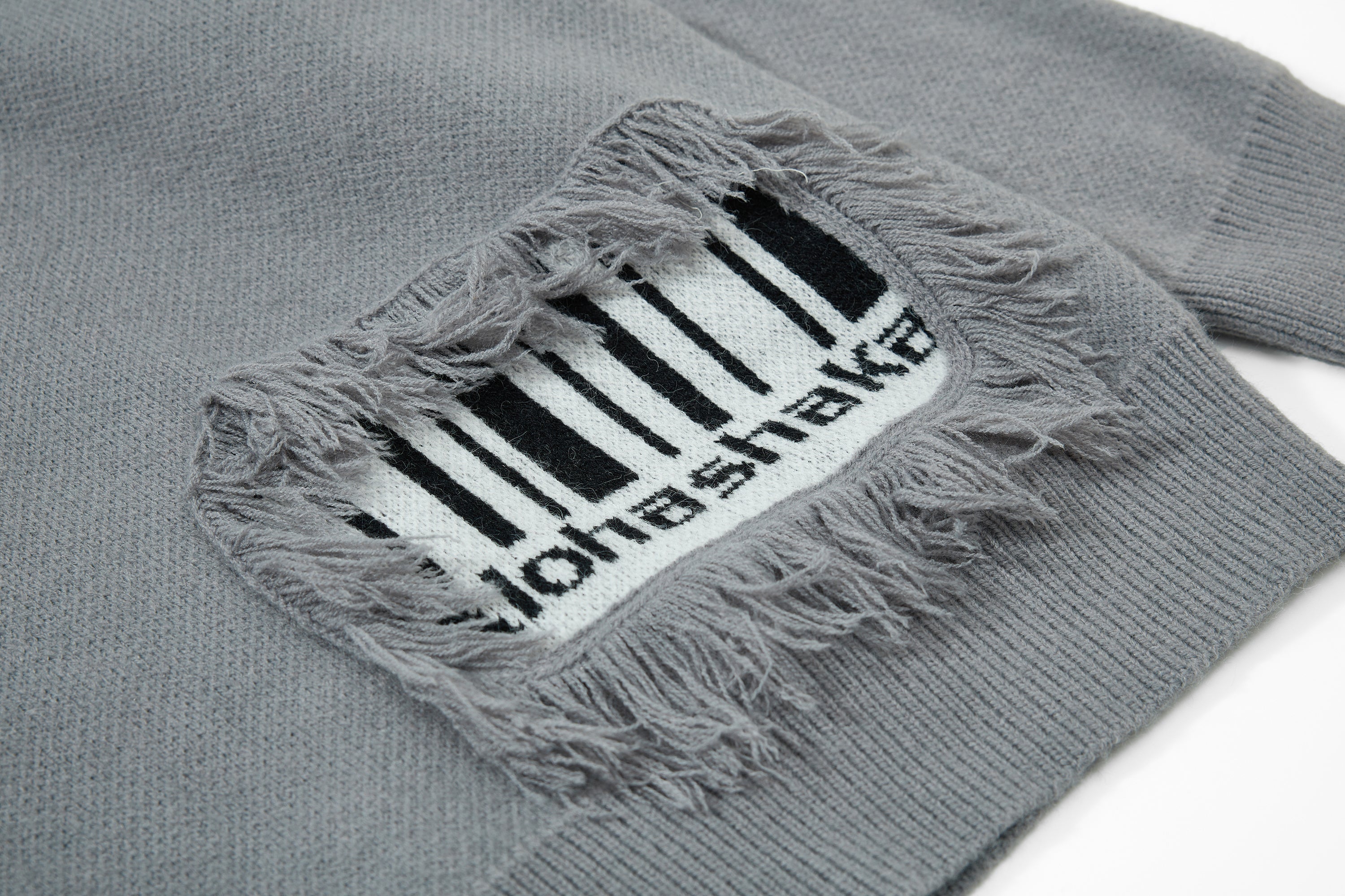 3-6-5.shop Fringe Patch Knit Sweater