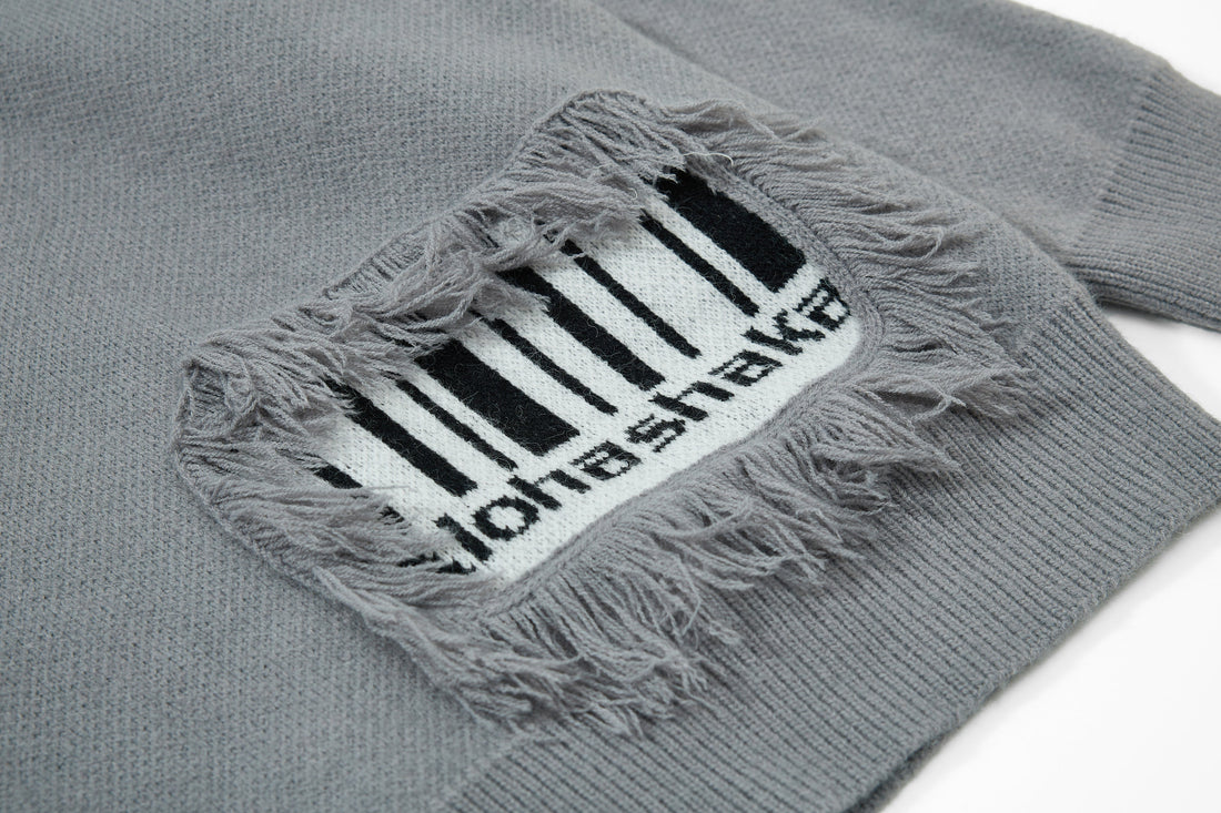 3-6-5.shop Fringe Patch Knit Sweater
