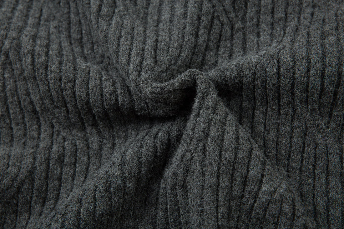 3-6-5.shop Distressed Ribbed Henley Knit
