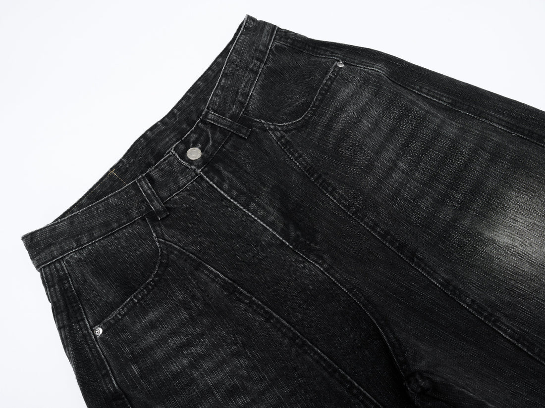 3-6-5.shop Vintage Washed Curved Denim Pants