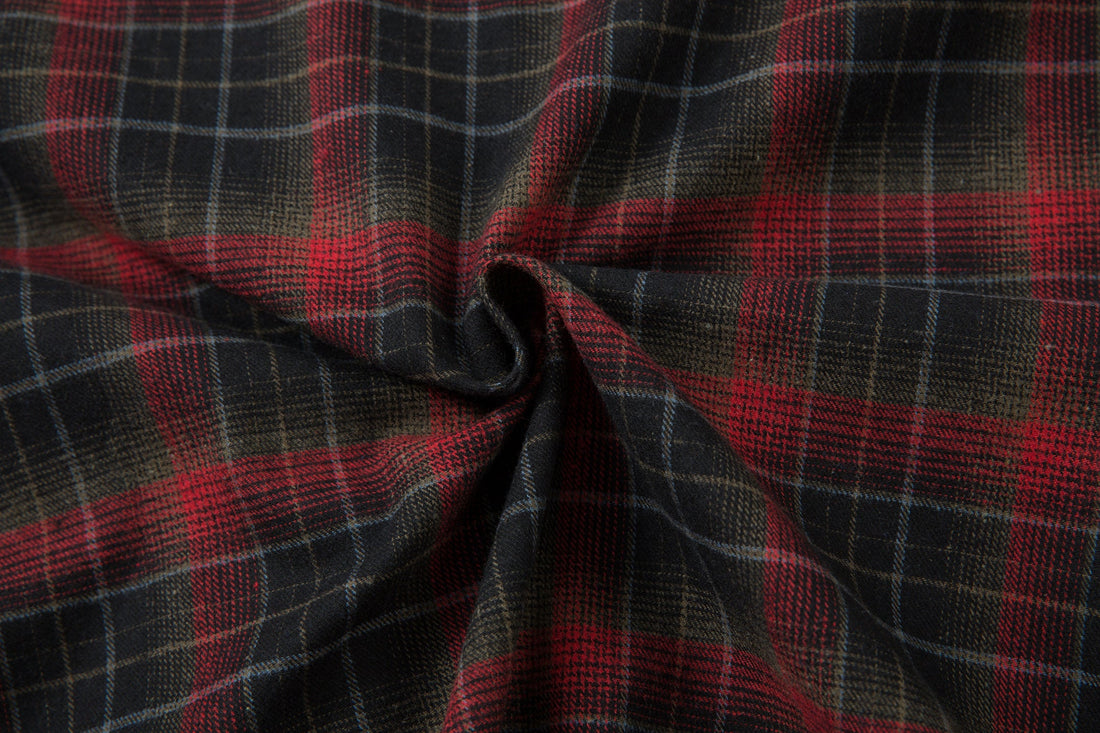 3-6-5.shop Plaid Faux-Leather Trim Flannel Shirt Jacket