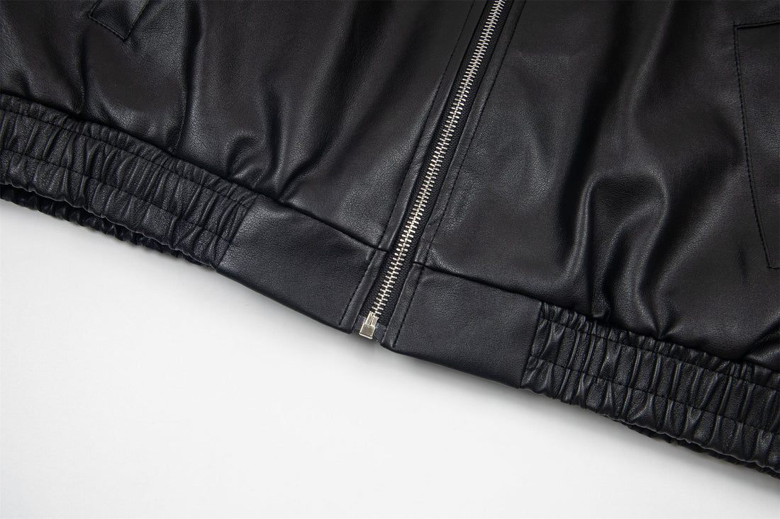 3-6-5.shop Vintage Lettering PU Jacket