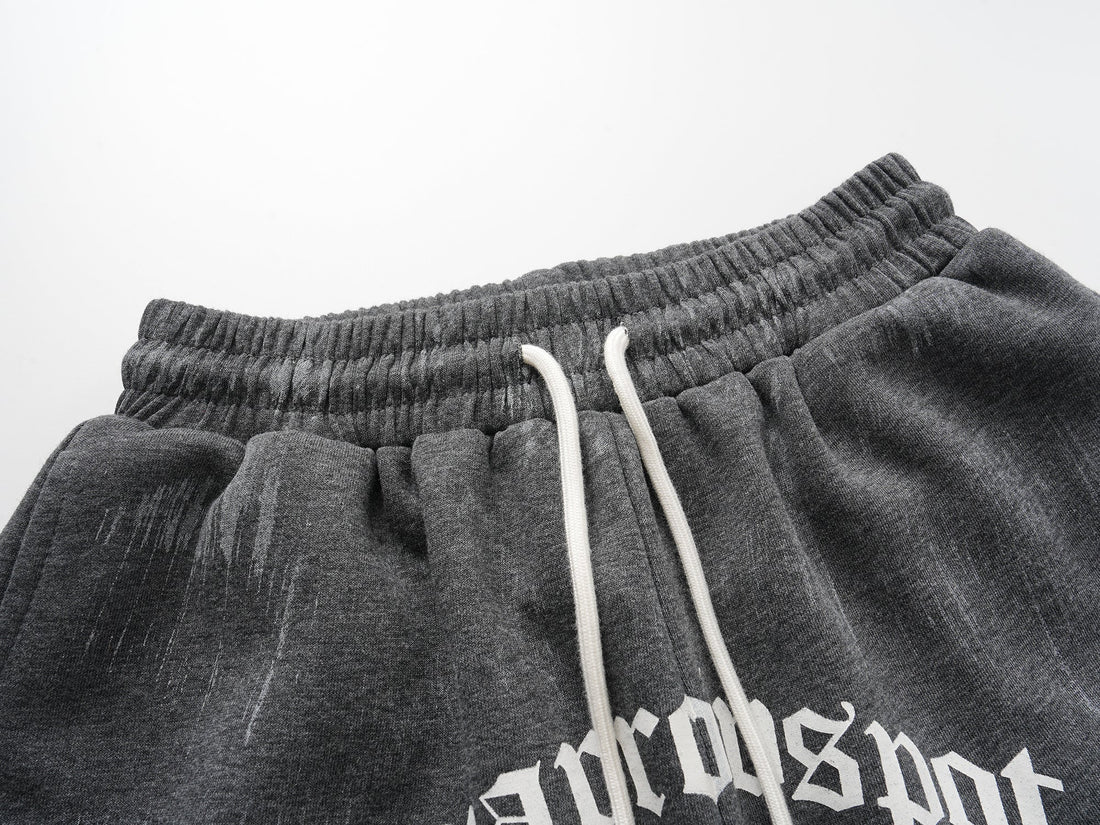 3-6-5.shop Distressed Print Wide-Leg Sweatpants