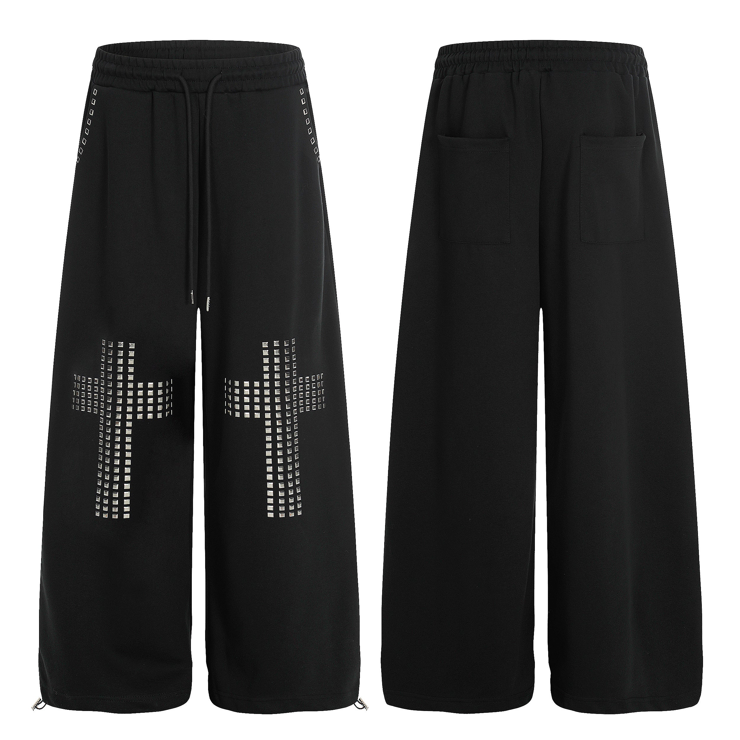 3-6-5.shop Studded Cross Wide-Leg Sweatpants