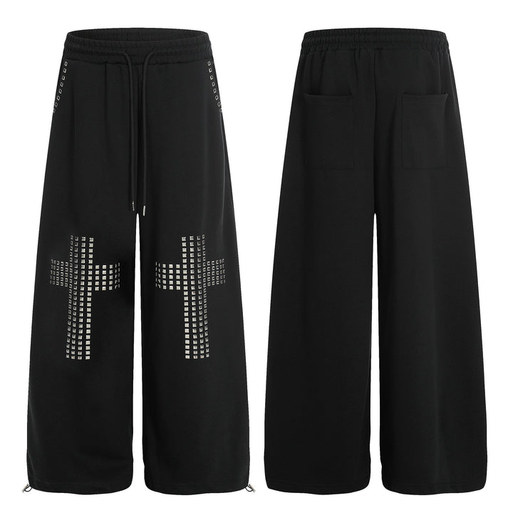 3-6-5.shop Studded Cross Wide-Leg Sweatpants