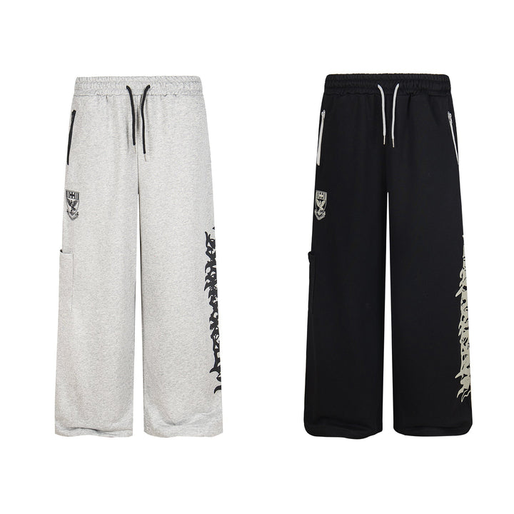 3-6-5.shop Flame Script Wide-Leg Sweatpants