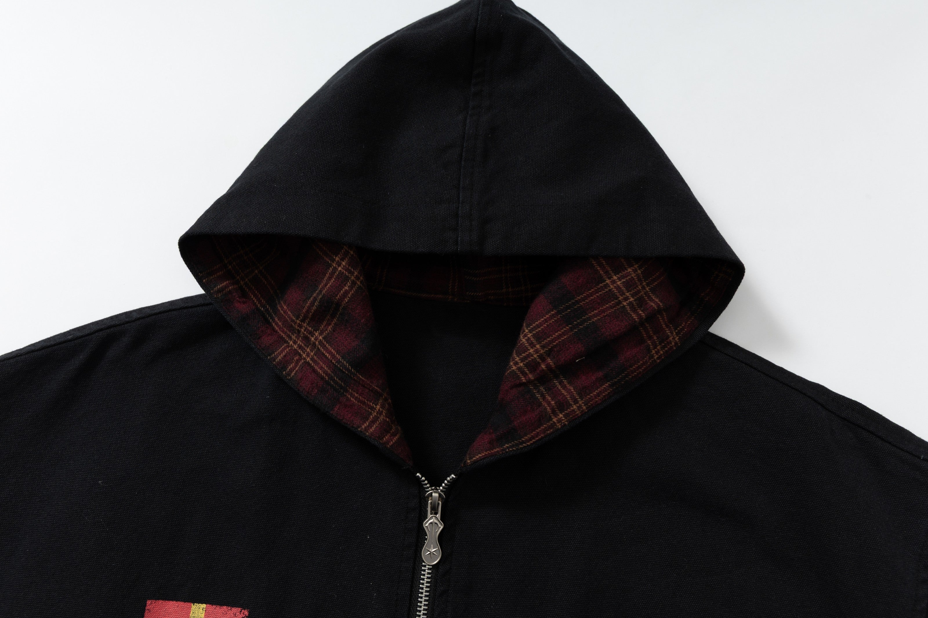3-6-5.shop Plaid-Lined Zip Hoodie