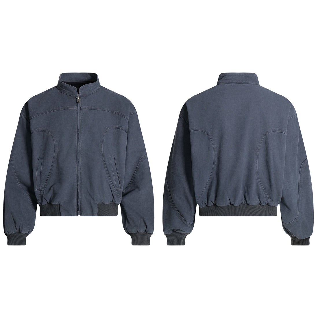 3-6-5.shop Washed Curved-Panel Bomber Jacket