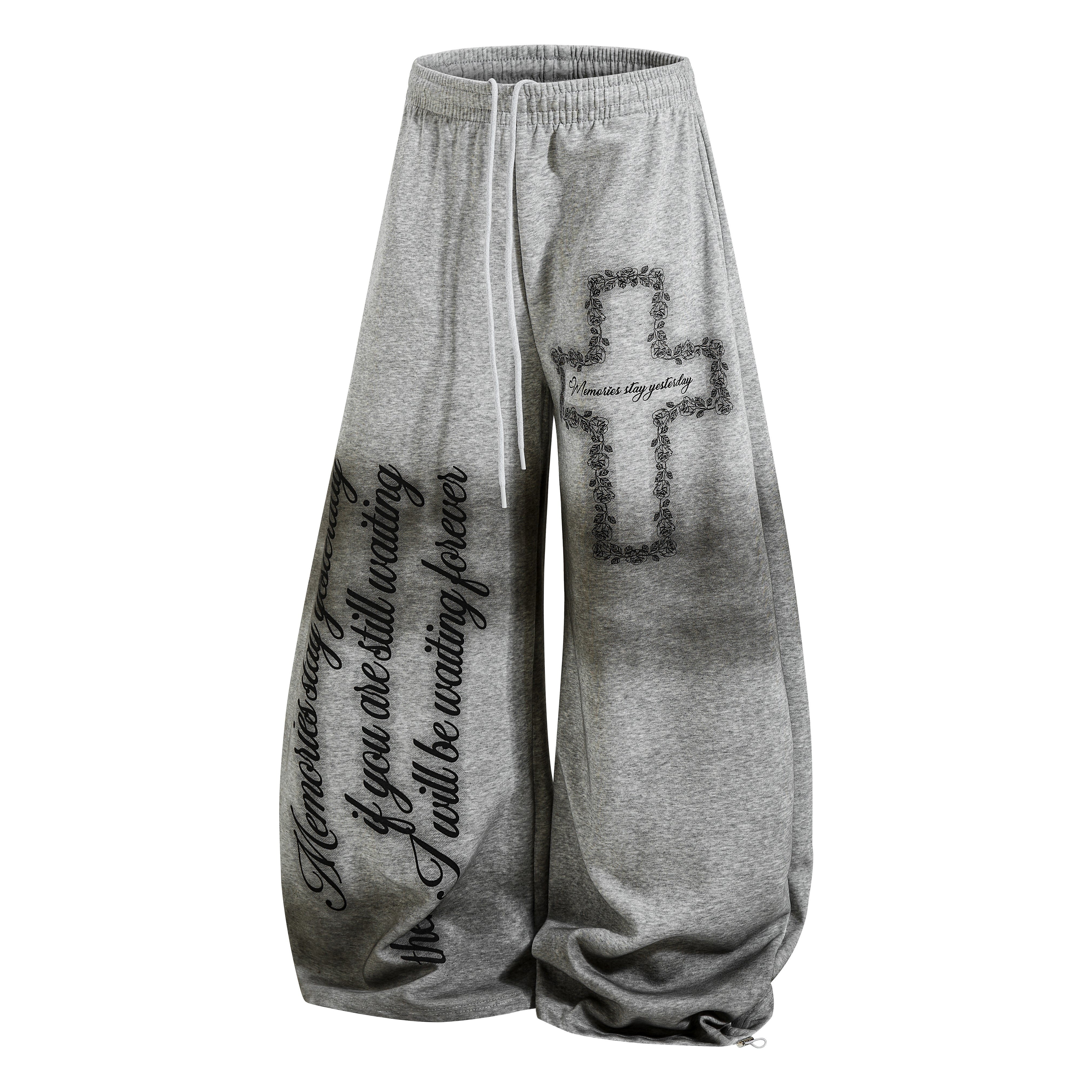 3-6-5.shop Cross Script Wide-Leg Sweatpants