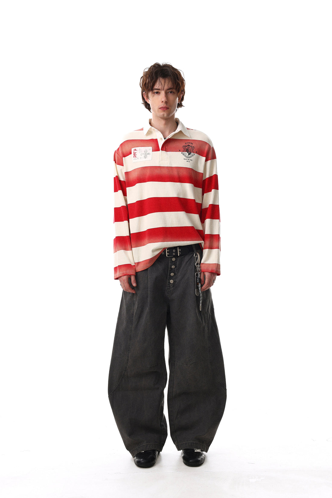 3-6-5.shop Striped Long Sleeve Rugby Shirt