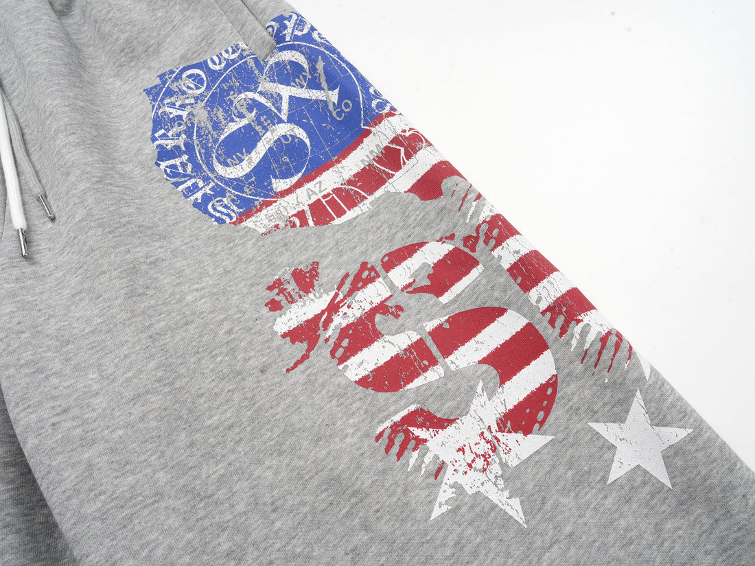 3-6-5.shop Flag Graphic Wide-Leg Sweatpants