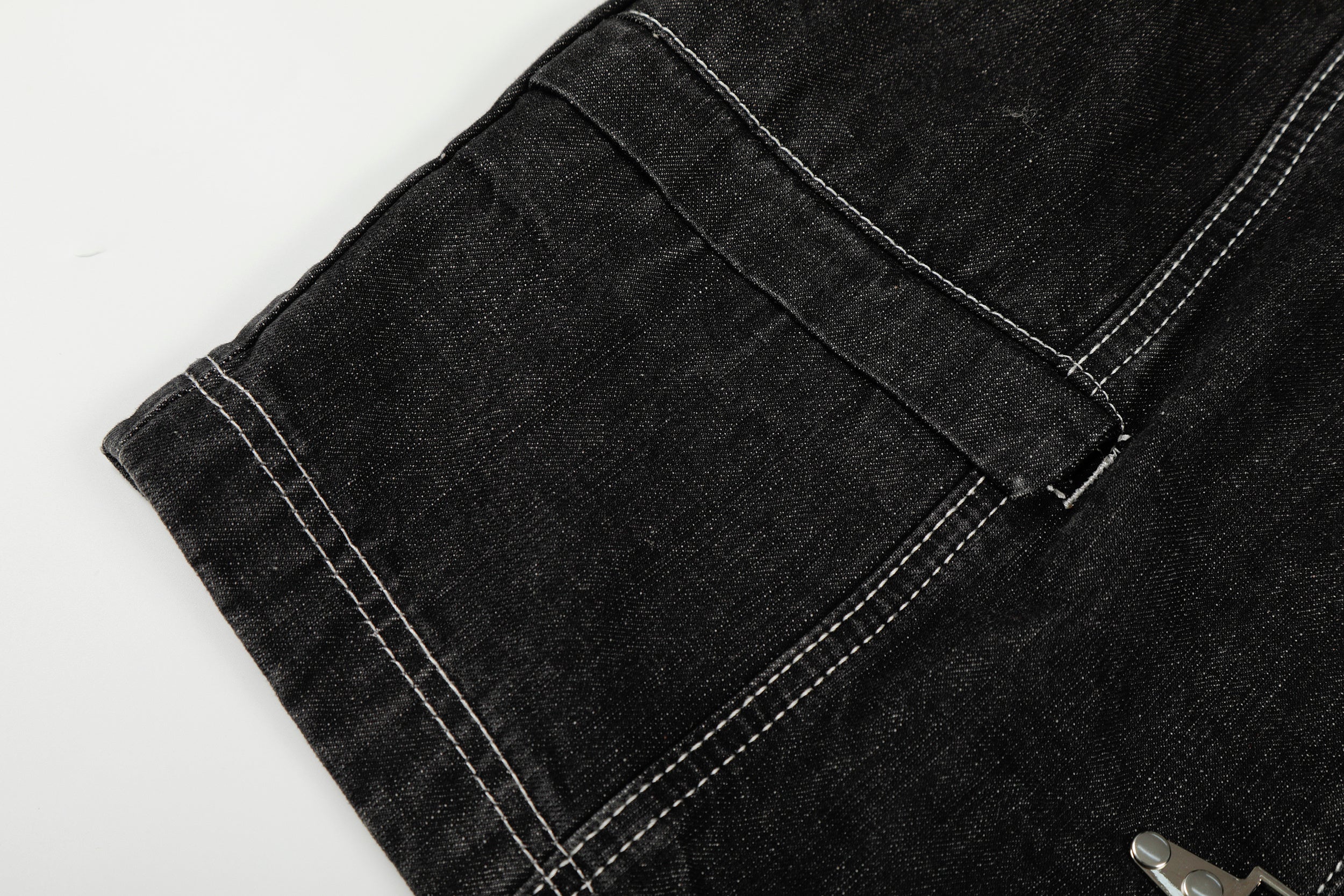 3-6-5.shop Buckle Denim Jacket – Black
