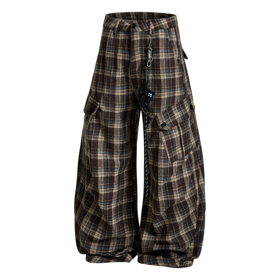 3-6-5.shop Vintage Check Wool-Blend Cargo Pants