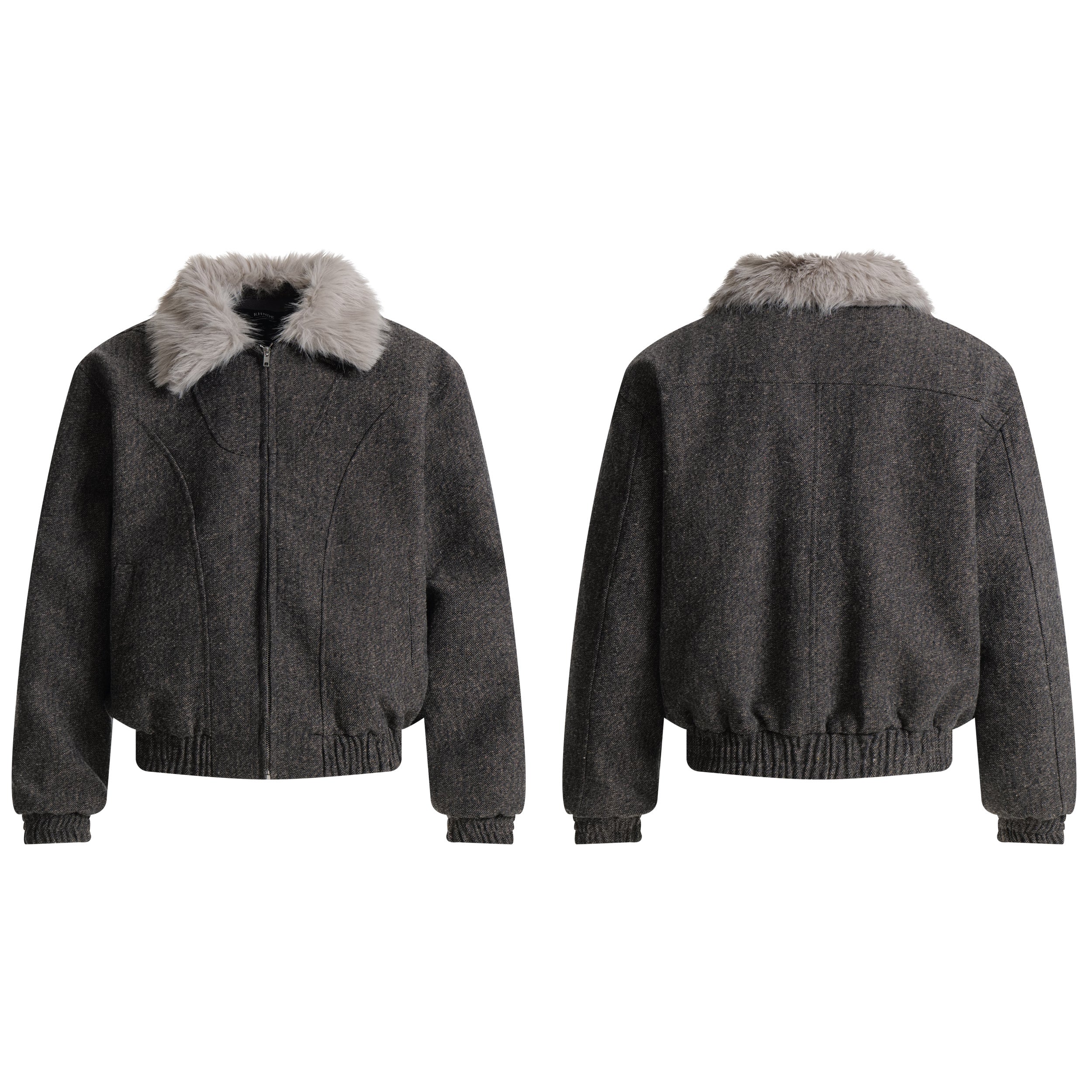 3-6-5.shop Faux-Fur Collar Wool-Blend Jacket
