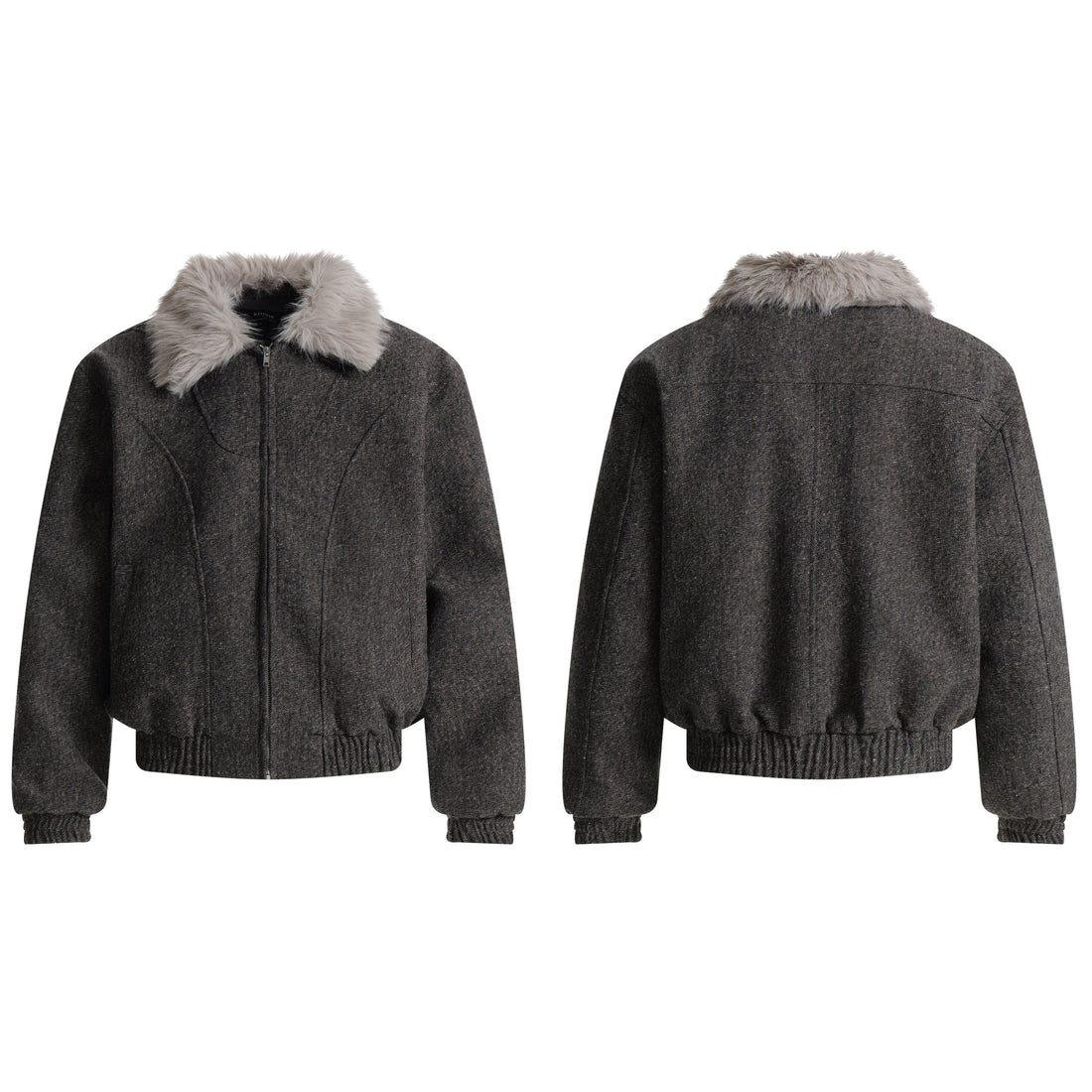 3-6-5.shop Faux-Fur Collar Wool-Blend Jacket