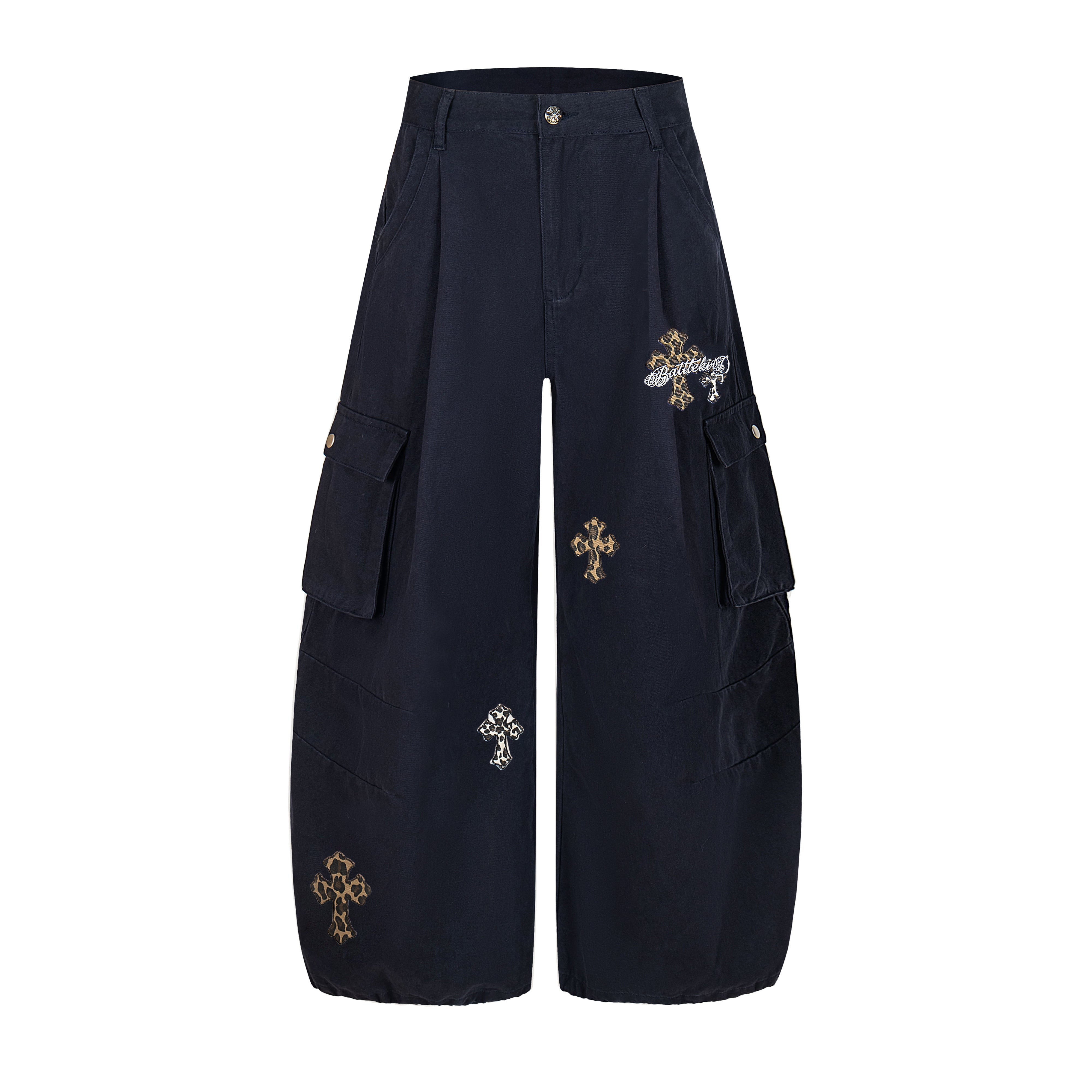 3-6-5.shop Cross Embroidered Cargo Pants