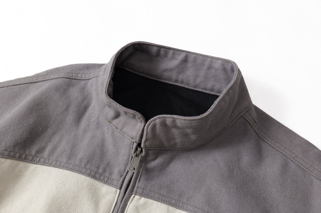 3-6-5.shop Two-Tone Curved Panel Bomber Jacket