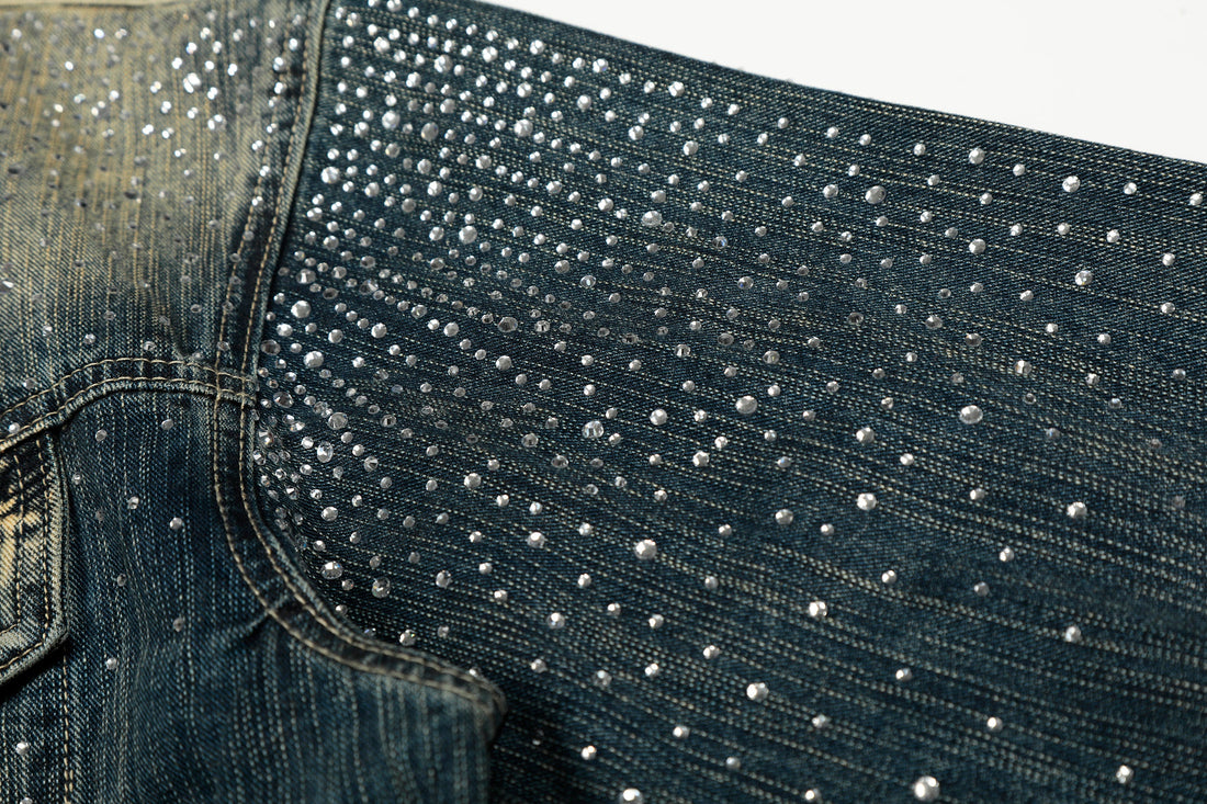 3-6-5.shop Rhinestone Gradient Denim Jacket
