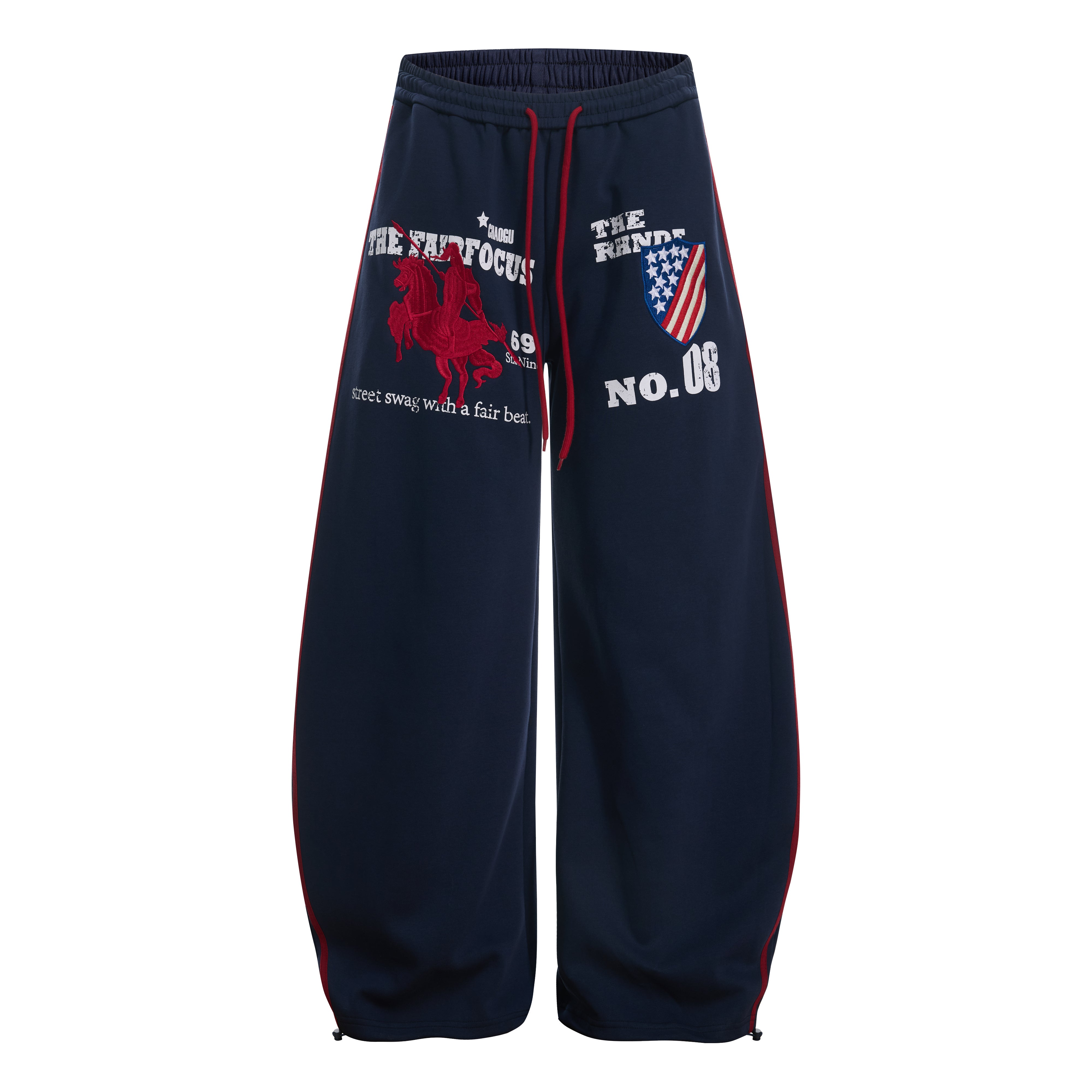 3-6-5.shop Retro College Badge Wide-Leg Sweatpants