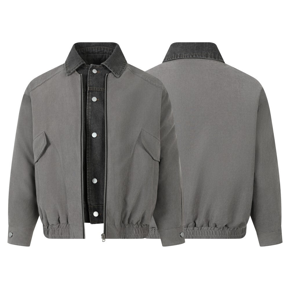 3-6-5.shop Vintage Contrast-Collar Cotton Jacket
