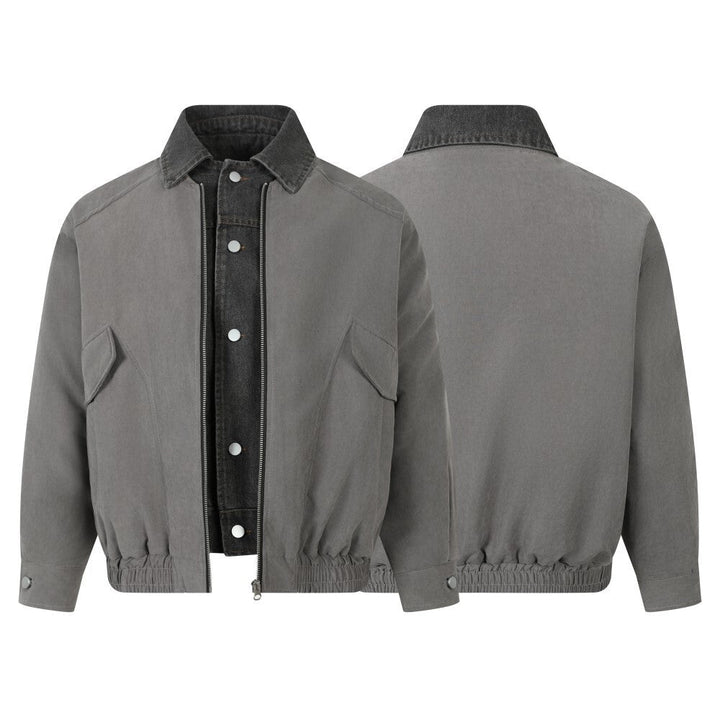 3-6-5.shop Vintage Contrast-Collar Cotton Jacket