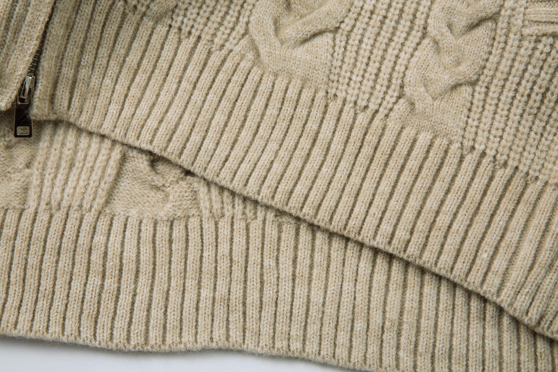 3-6-5.shop Cable Knit Zip-Up Sweater Jacket