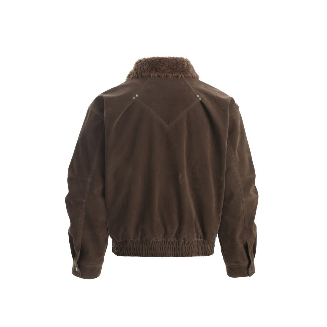 3-6-5.shop Faux-Fur Collar Vintage Bomber Jacket