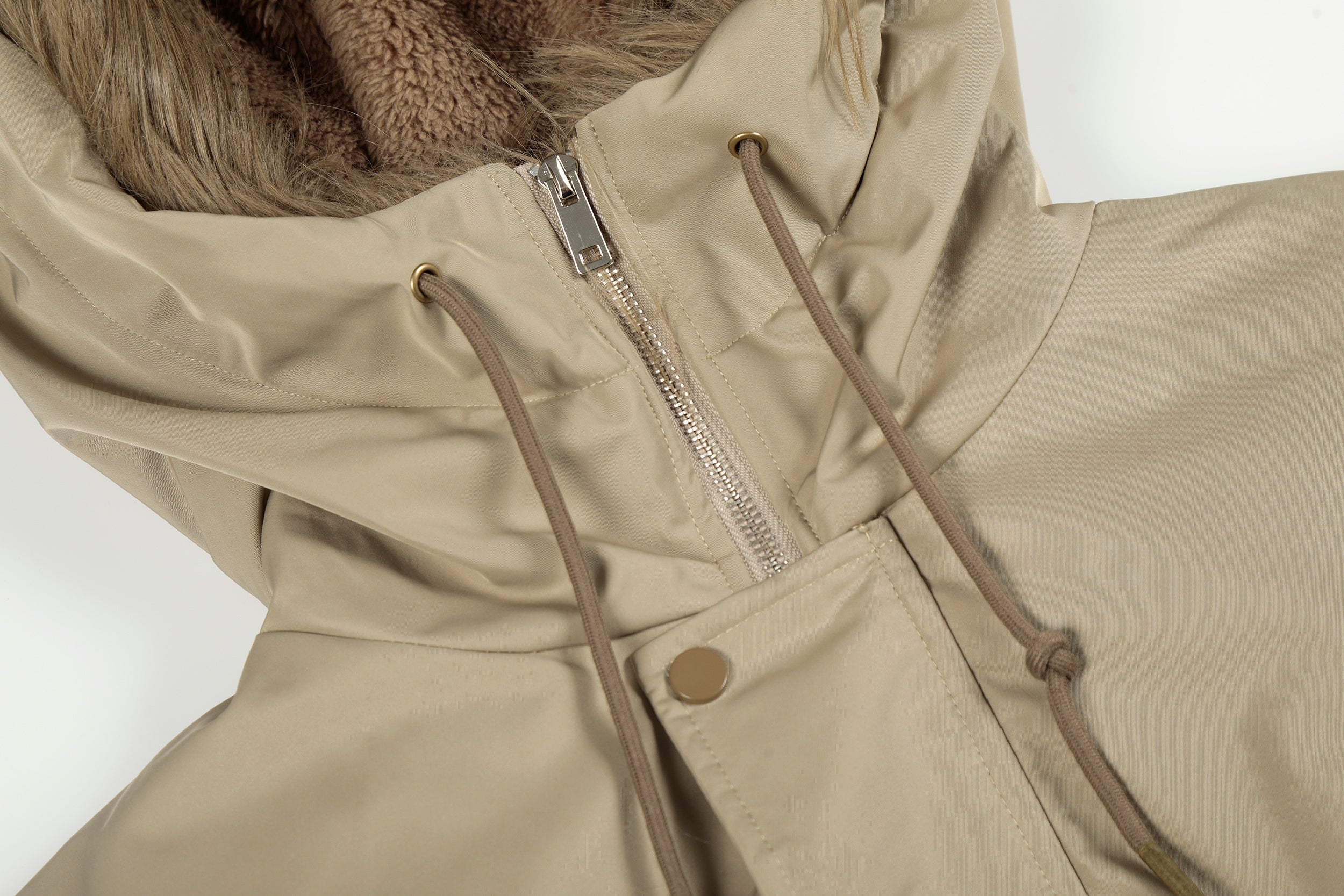 3-6-5.shop Faux Fur Hooded Nylon Bomber Jacket