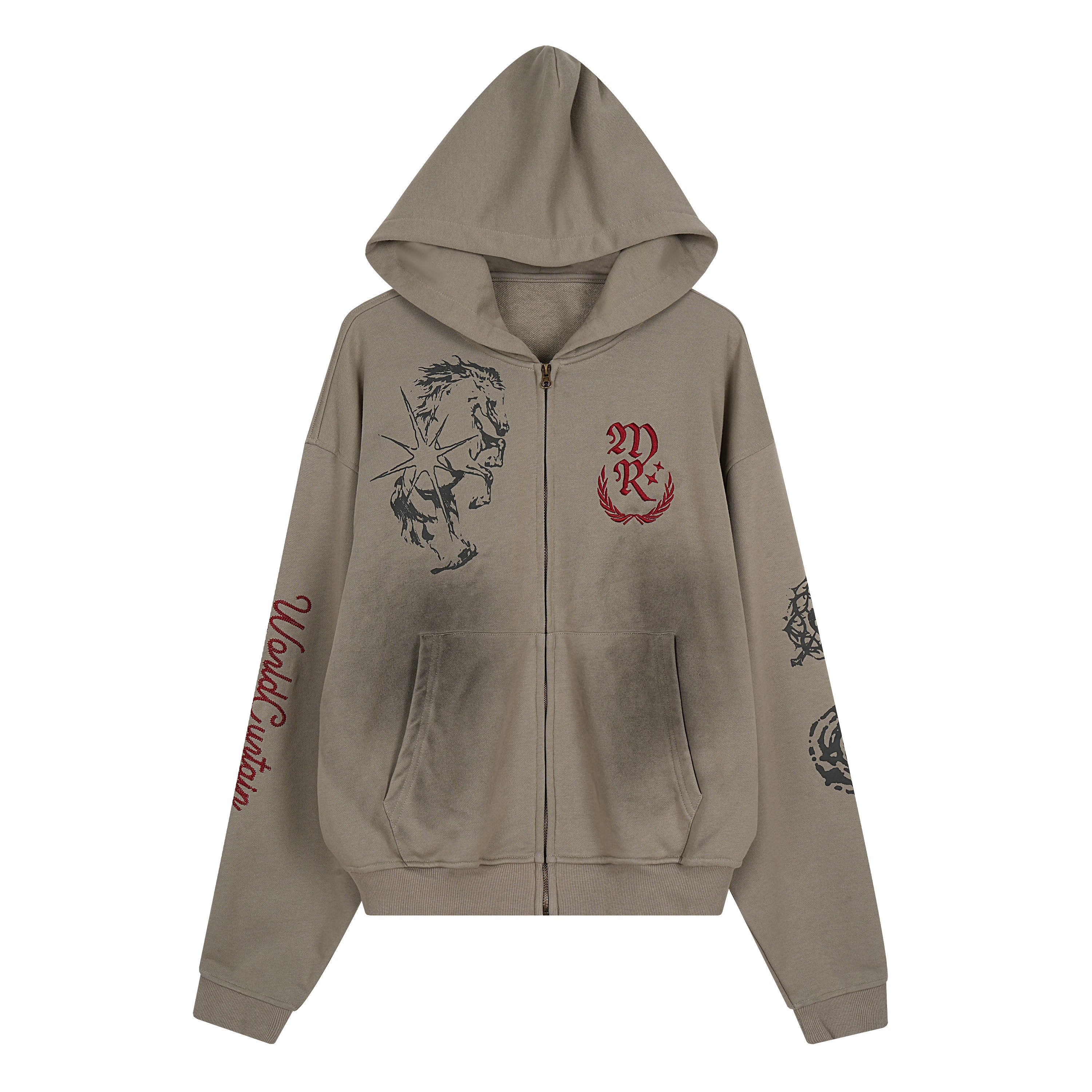 3-6-5.shop Graphic Zip-Up Hoodie