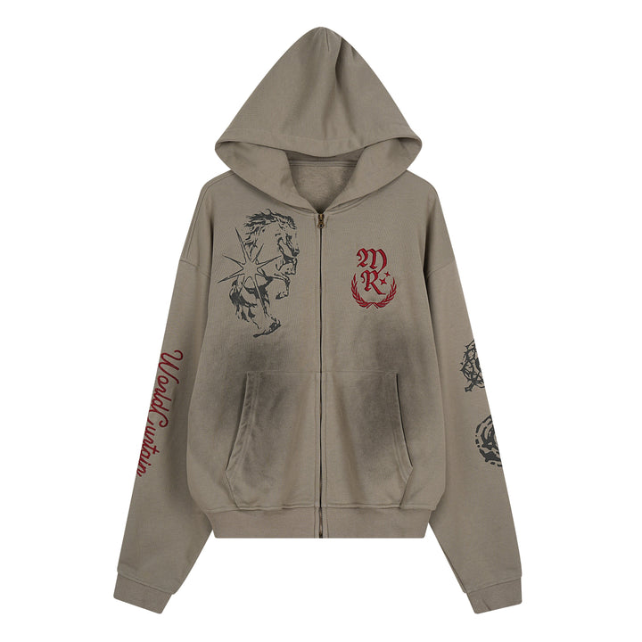 3-6-5.shop Graphic Zip-Up Hoodie