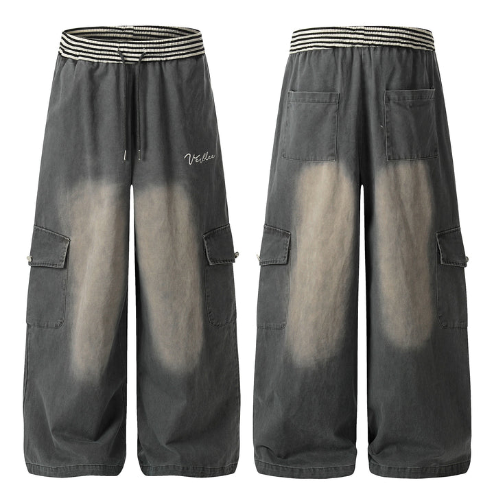 3-6-5.shop Washed Cargo Wide-Leg Pants
