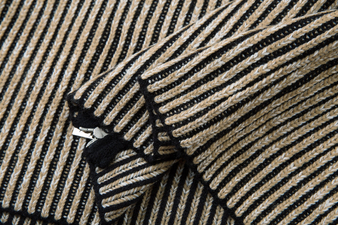 3-6-5.shop Striped Textured Zip Jacket
