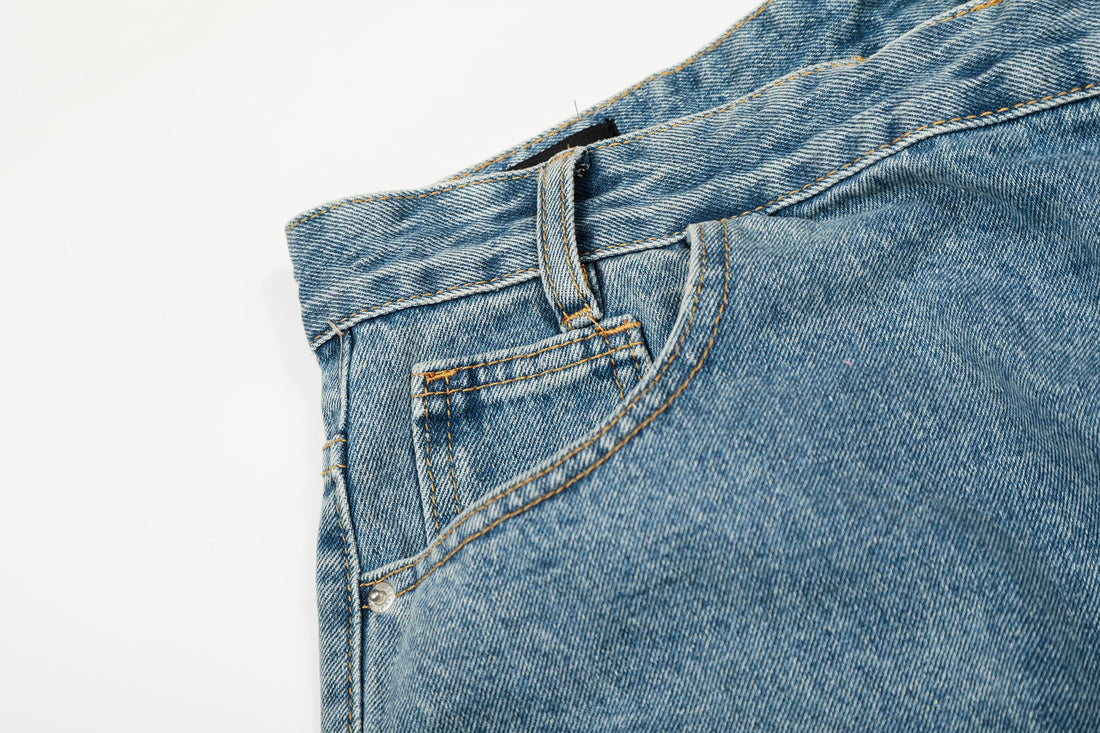 3-6-5.shop Asymmetric Waist Wide-Leg Denim Pants