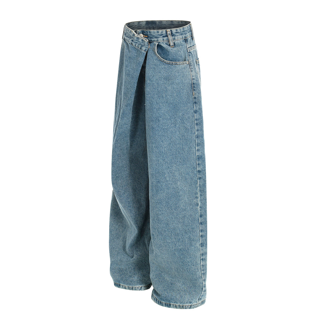 3-6-5.shop Asymmetric Waist Wide-Leg Denim Pants