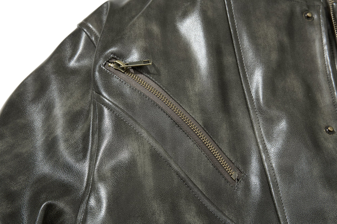 3-6-5.shop Faux Leather Bomber Jacket
