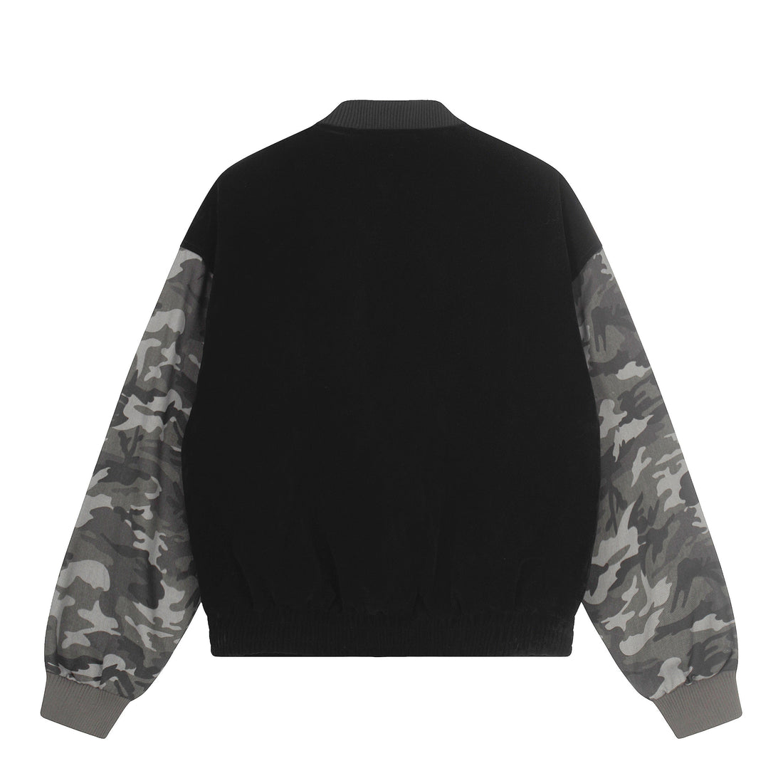 3-6-5.shop Camo Sleeve Varsity Jacket