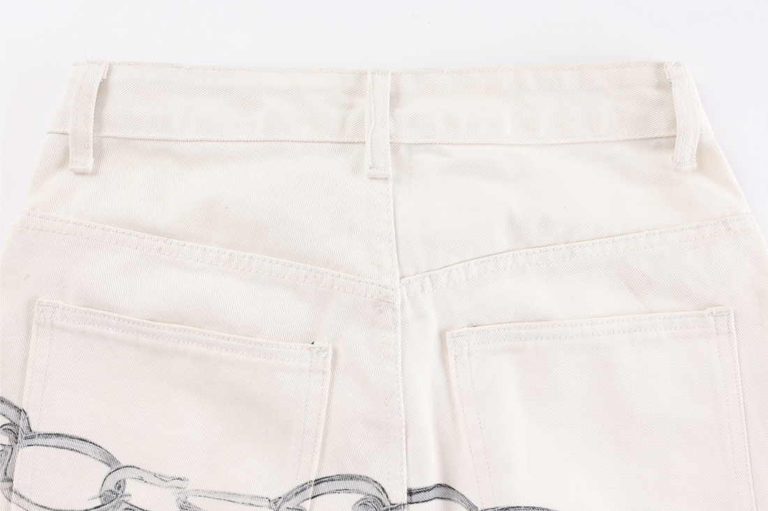 3-6-5.shop Chain Print Cross Barrel Jeans