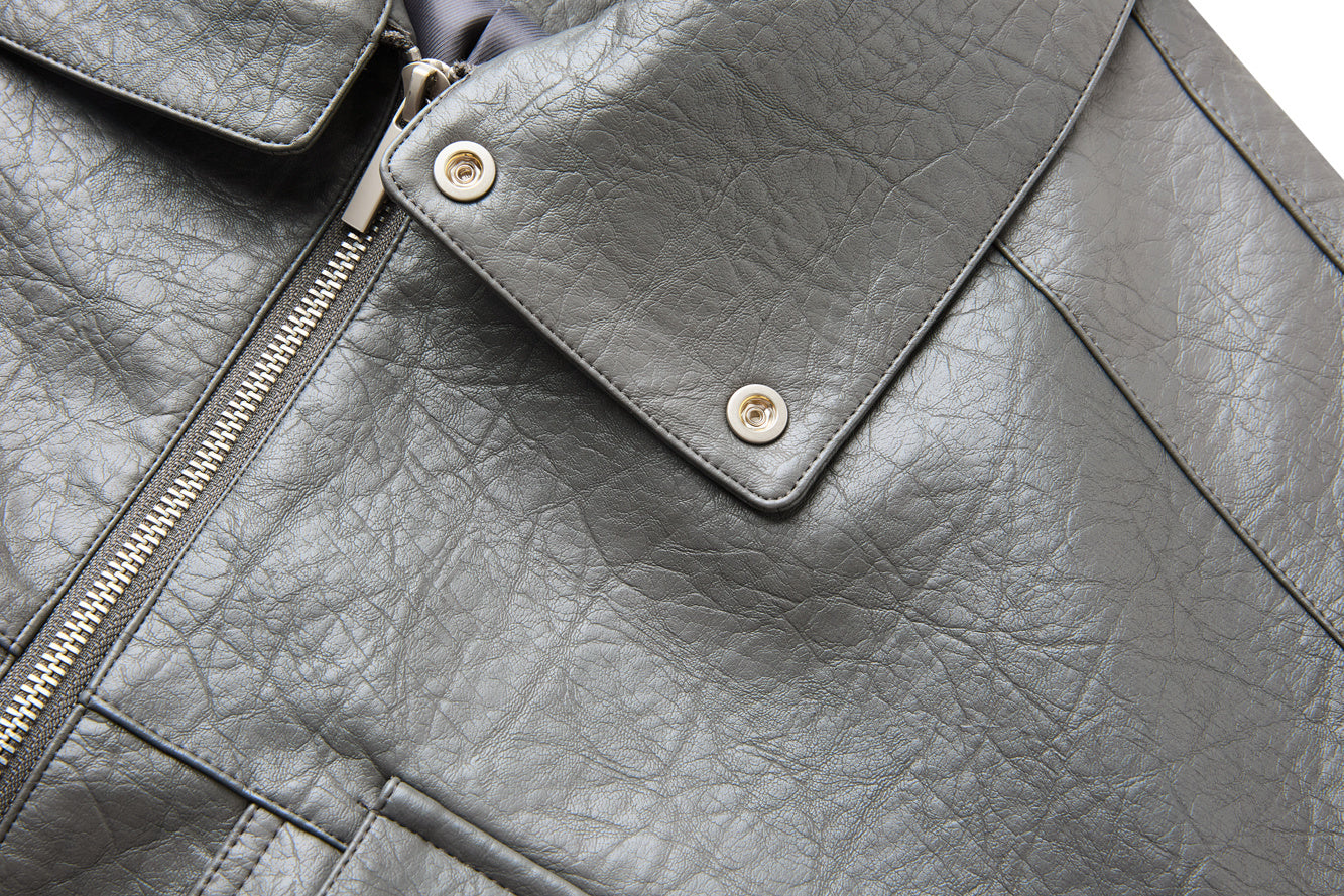 3-6-5.shop Classic Utility PU Jacket