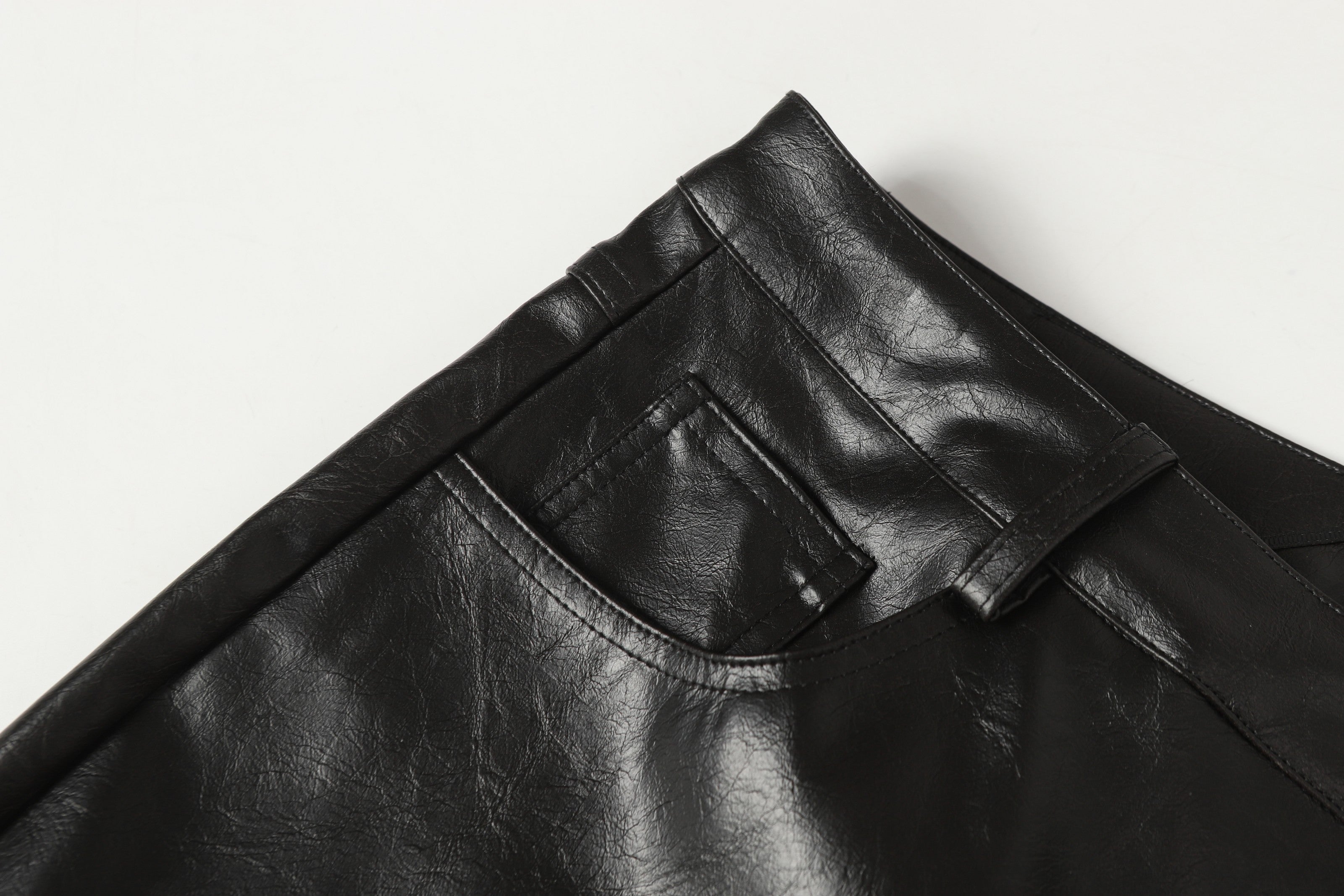 3-6-5.shop Web Embossed PU Wide-Leg Pants