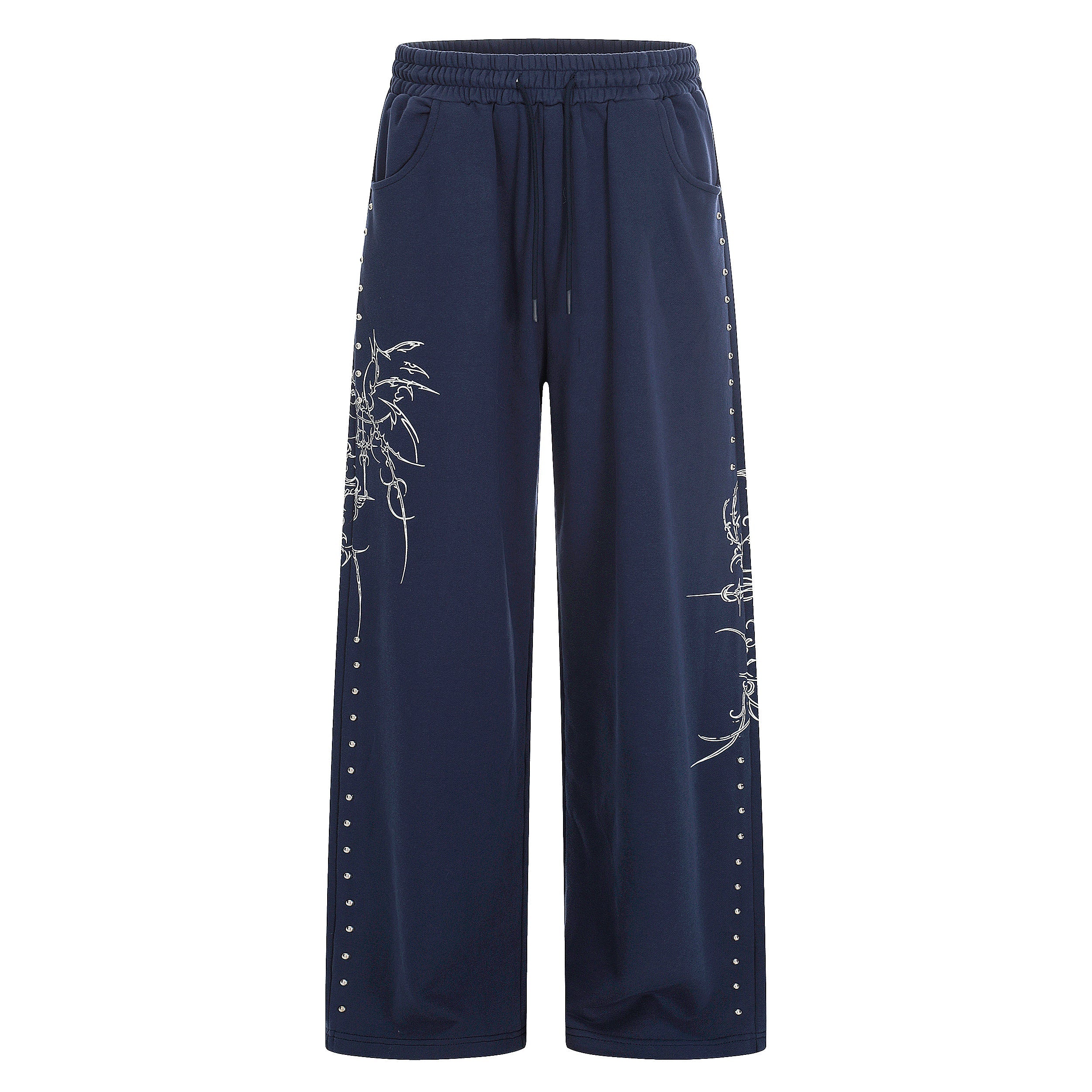 3-6-5.shop Gothic Line Graphic Wide-Leg Sweatpants