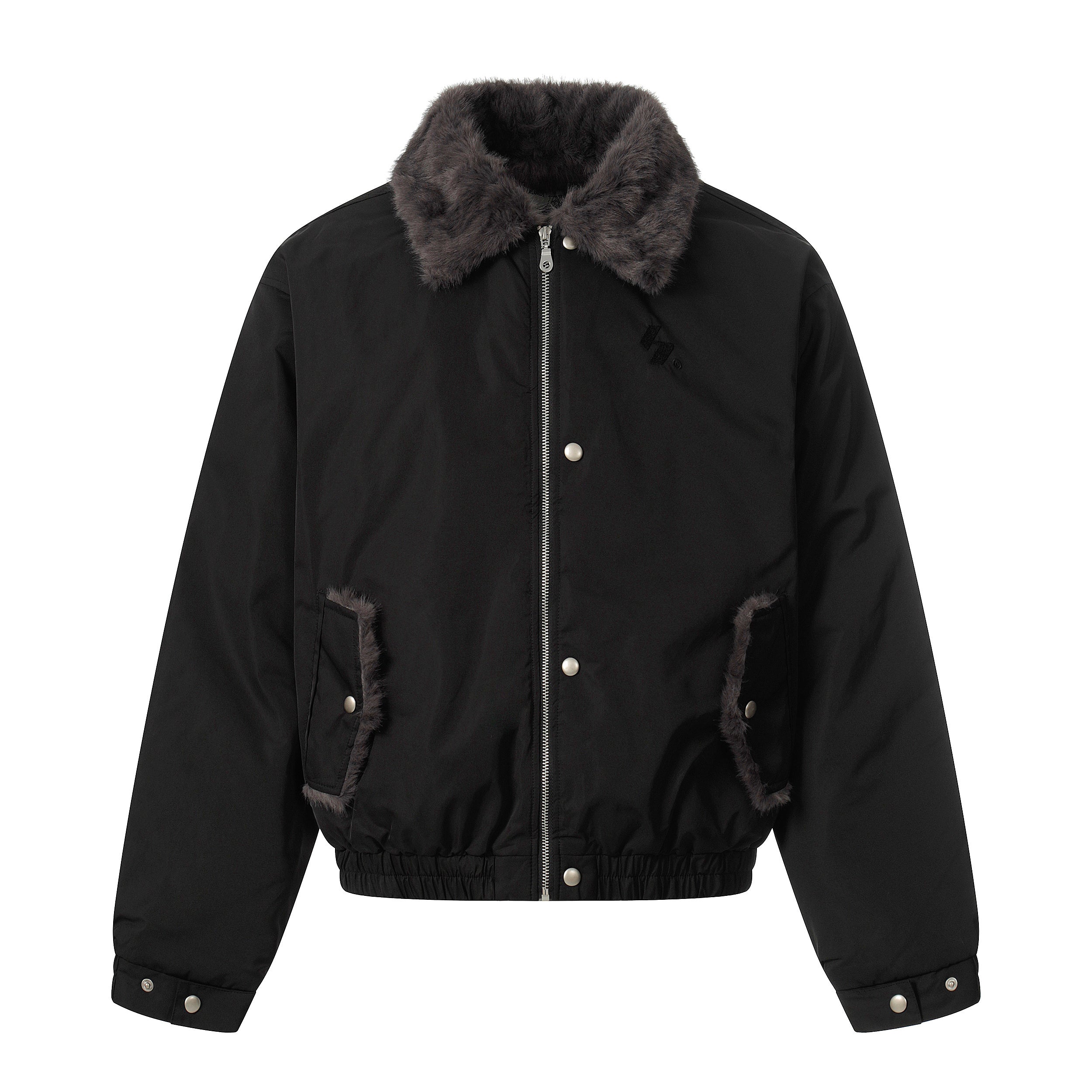3-6-5.shop Faux Fur Collar Bomber Jacket