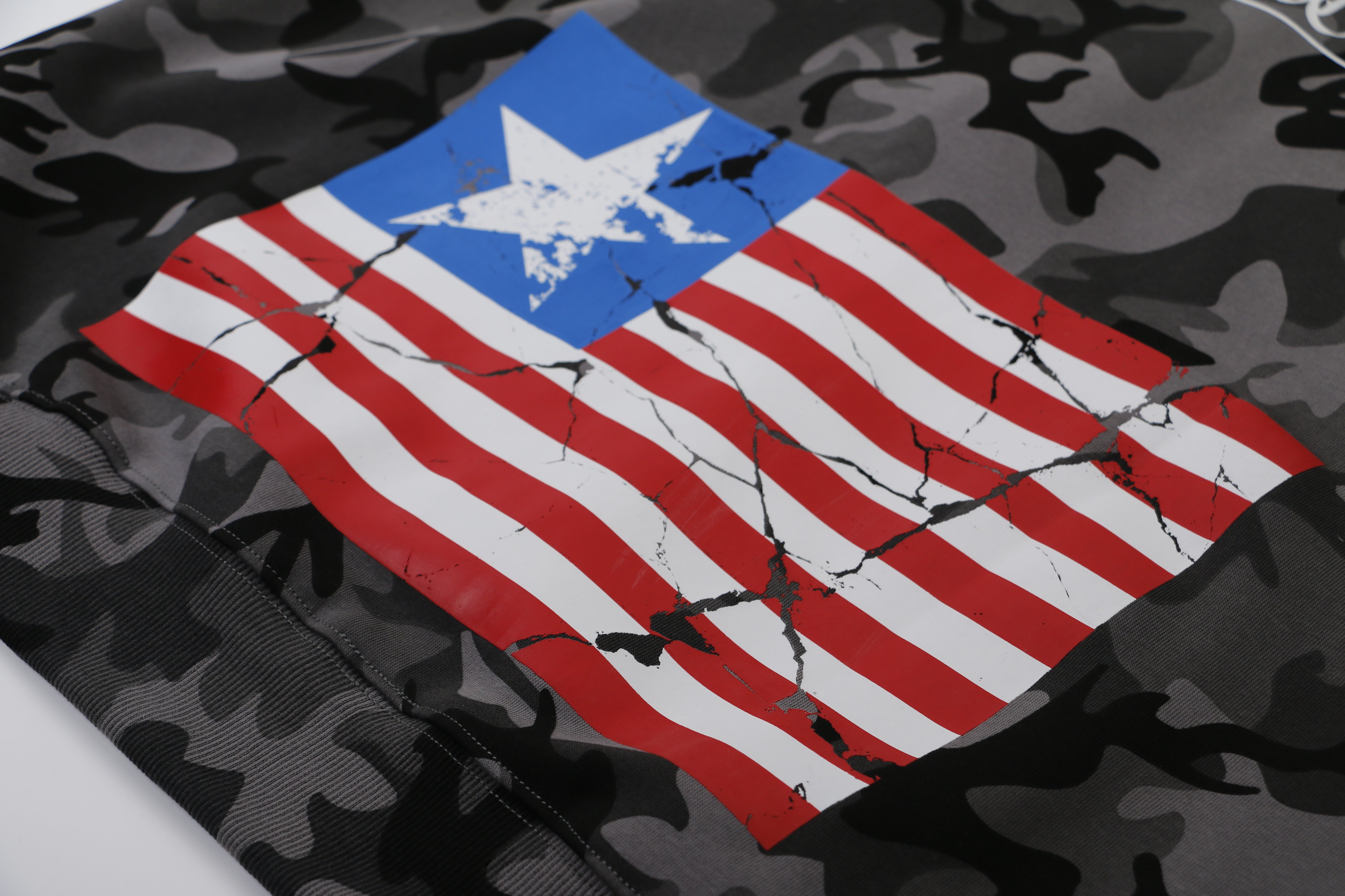 3-6-5.shop Camo Flag Zip-Up Hoodie