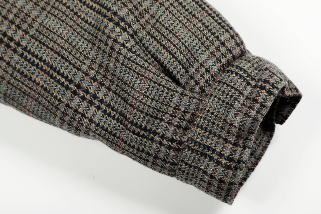 3-6-5.shop Vintage Check Wool Blend Bomber Jacket