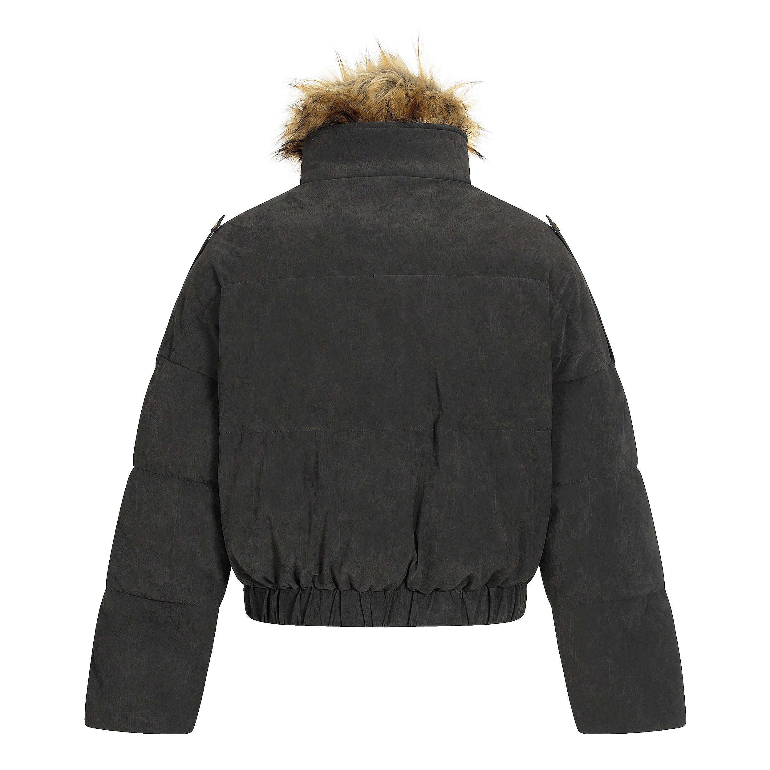 3-6-5.shop Detachable Faux Fur PU Puffer Jacket
