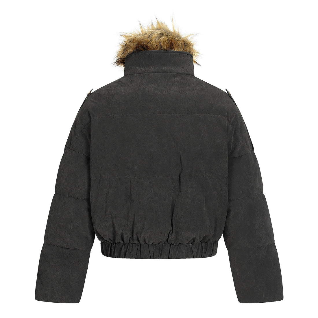 3-6-5.shop Detachable Faux Fur PU Puffer Jacket