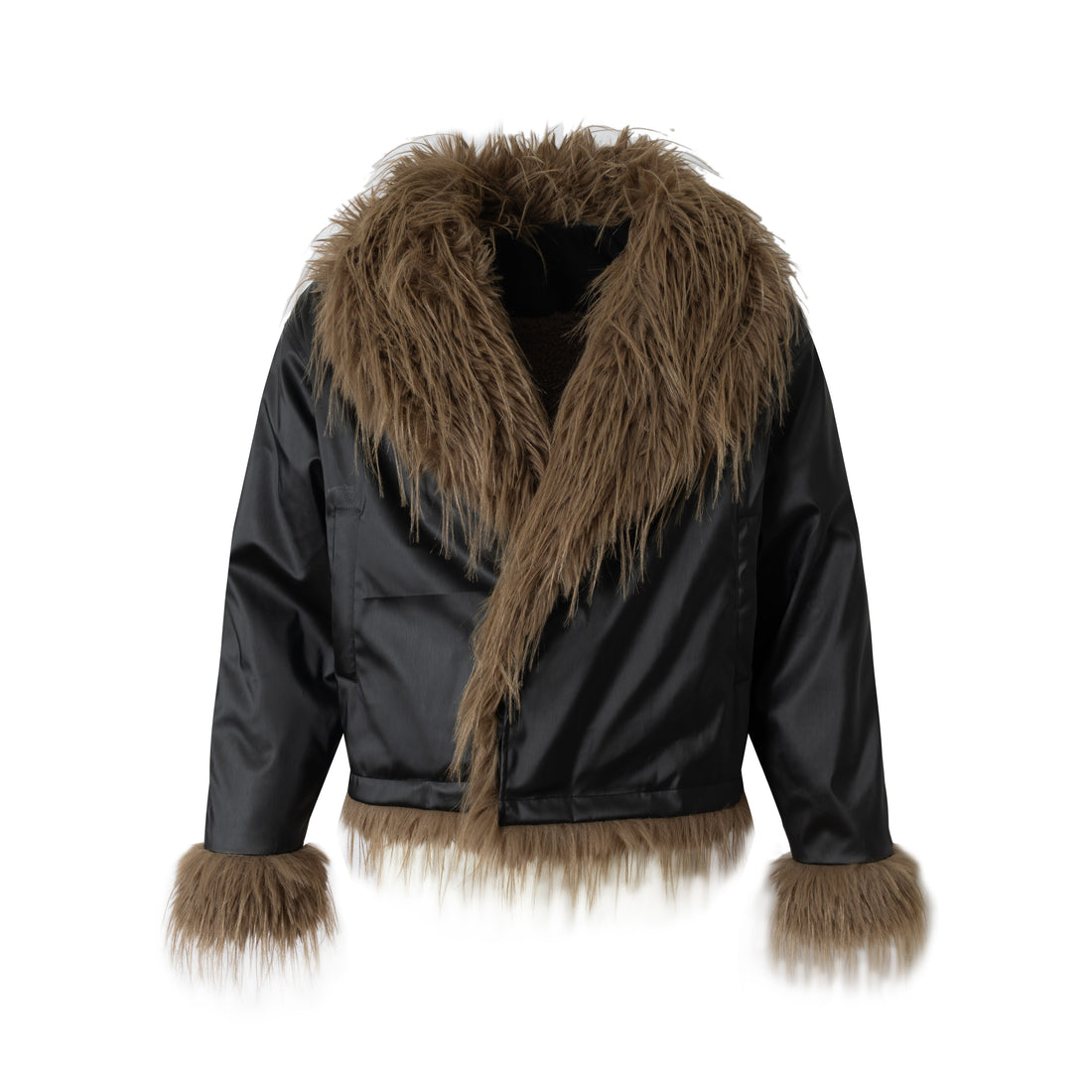 3-6-5.shop Faux-Leather Fur Trim Jacket