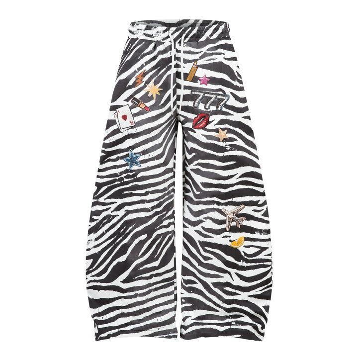 3-6-5.shop Zebra Patch Barrel Pants